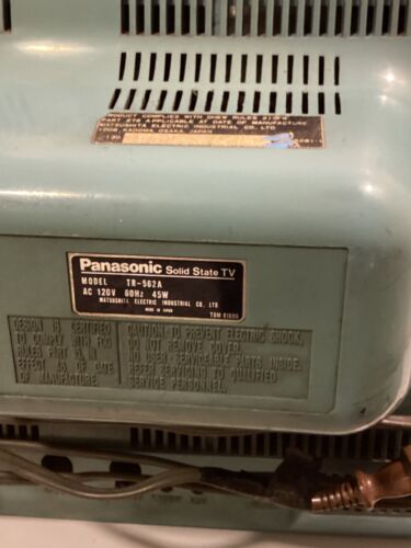 TV PANASONIC TR-562A STATO SOLIDO 1975 SPACE AGE AZZURRO. MADE IN OSAKA. GIAPPONE - Foto 8 di 15