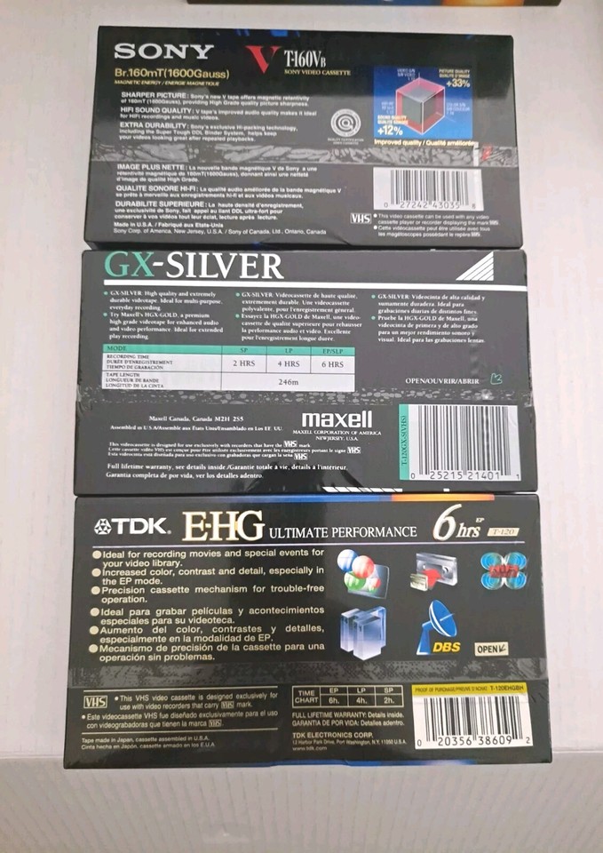 Blank VHS Tapes TDK Ultimate Performance EHG T120 6 HRS + Max/Sony 10