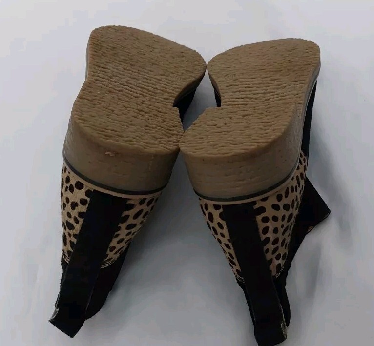 WHITE STUFF CHELSEA BOOTS BLACK SUEDE ANIMAL PRINT HEEL EU39 UK6 VGC