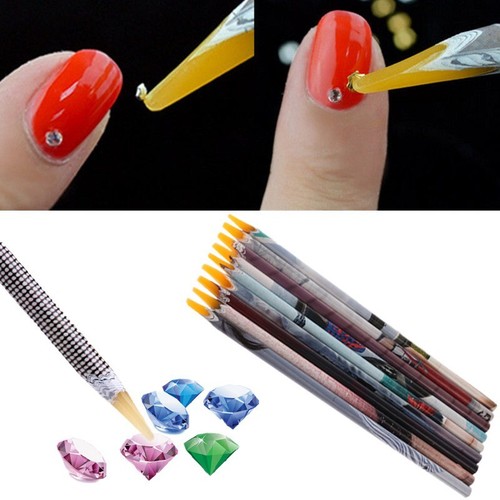 2X Resin Rhinestones Picker Pencil Nail Art Gem Crystal Pick Up Tool Wax Pen NEW - Picture 8 of 8