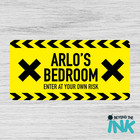 Personalised Metal Warning Keep Out Bedroom Door Sign Kids Custom Any Name