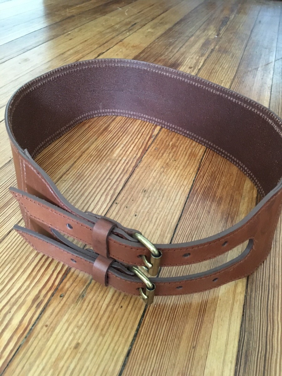 Brooks Brothers Women's Wide Double-Buckle Leather Belt Size S