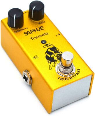 Yellow Guitar Tremolo Pedal With Noise Reduction True Bypass Led Indicator