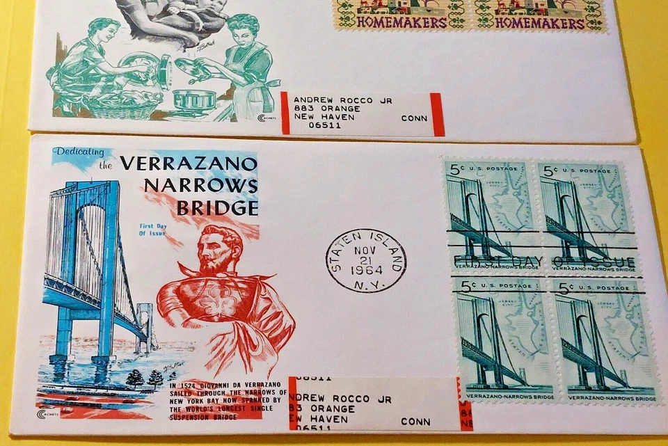 The American Homemaker/Verrazano Narrow Bridge FDI 5c 1964 Envelopes Lot of 2 - Image 3 of 4