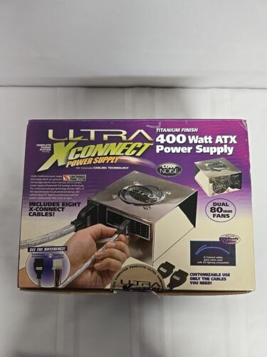 400 Watt ATX Power Supply With 9 X-Connect Cables Dual 80mm Fans New In Box - Picture 2 of 2