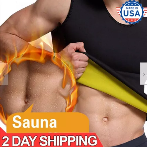 Sauna Camisa Para Hombre Pérdida de Peso Sudor Shaper Chaleco Atrapando el Calor - Picture 1 of 12