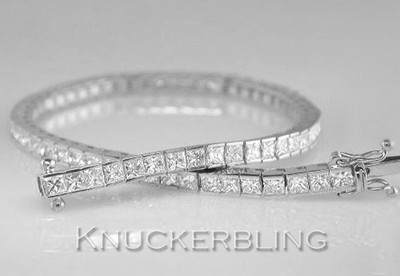 Diamant Tennis Line Armband 5,00ct F Farbe VS Princess Schliff 18kt Weißgold