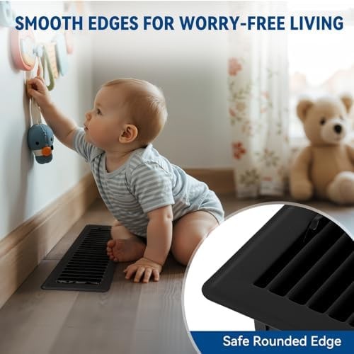 как выглядит 4" x 12" Floor Register Vent Covers 6-Pack, Walkable Powder-Coated Metal Vent... фото
