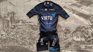 TEAM VIRTU CYCLING Women's Skinsuit, Sportful UNISEX Skinsuit & Chamois Size: S