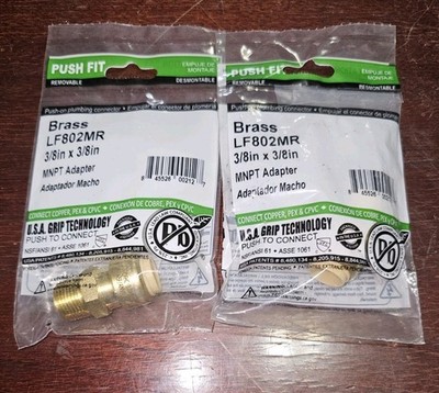 Push Fit MNPT Probite Adapter 3/8'' x 3/8'' LF802MR Sharkbite To NPT - LOT OF 2