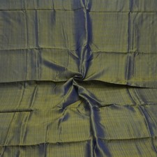 Vintage Blue Dual Tone 100 Silk Handloom Sari Remnant 4YD Craft Fabric Scrap