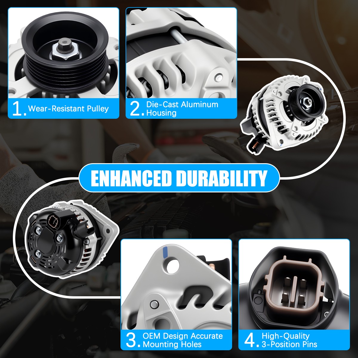 Alternator 11099  For Honda Odyssey Pilot Ridgeline Acura MDX RL TL 3.2/3.5/3.7L