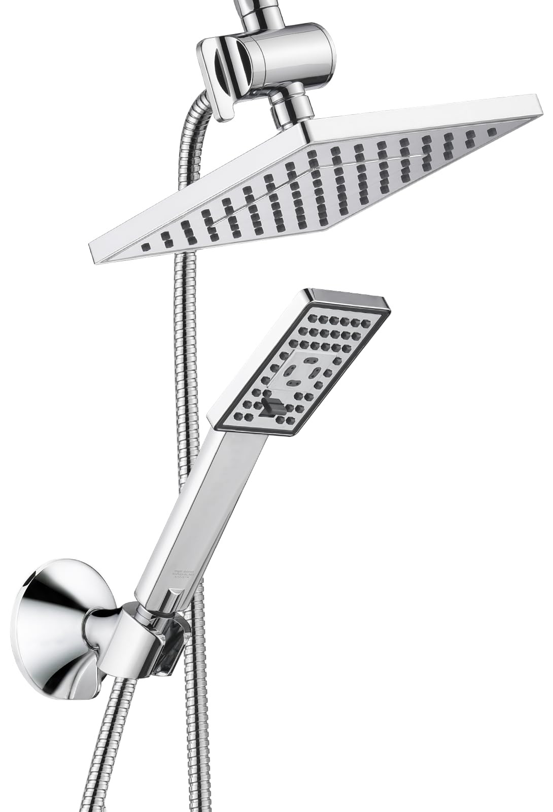 BRIGHT SHOWERS Rain Shower Head with Handheld Spray, 8 Inch High Pressure Rai...