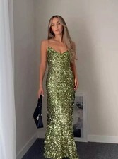 ZARA Woman Bnwt SEQUINNED MIDI DRESS GREEN Size M Ref 2488/101