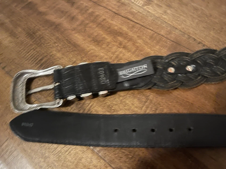 Cinturón Brighton Q2403 Negro Western Tono Plata Floral Hardware - Para Mujer Grande 34 Foto 4 de 4