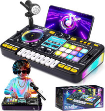 Kids DJ Mixer Controller Table Musical Toy with LED Lights Sound Effect Micropho