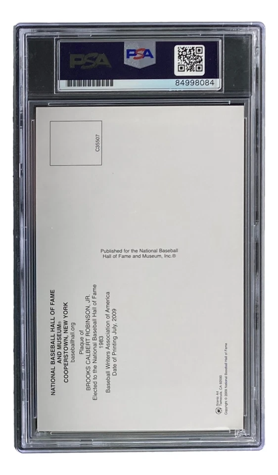 Brooks Robinson Signed Orioles Hall of Fame Plaque Postcard PSA/DNA Gem MT 10 - Image 2 of 4