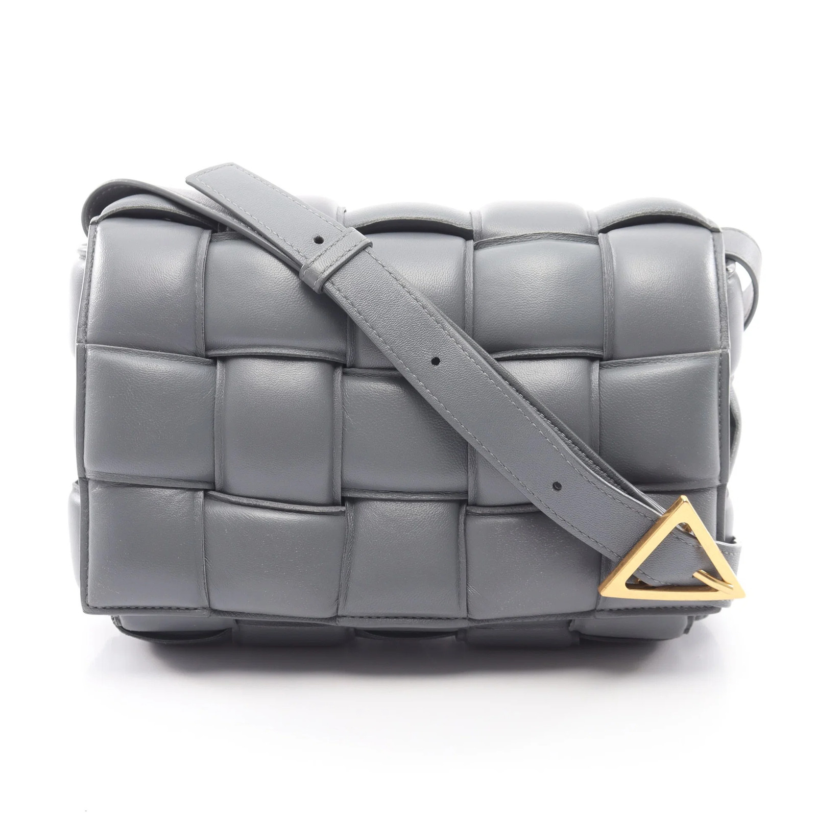 【Bag】BOTTEGA VENETA Padded Cassette Intrecciato Shoulder Bag Leather Gray