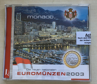 Künker: Monaco KMS Kursmünzensatz 2003 mit Ag Medaille Unze Feinsilber Top!