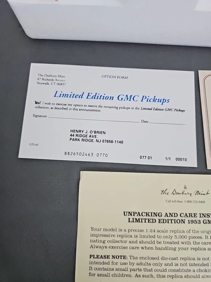 Danbury Mint,1953 年 GMC 拾音器,限量版,第 50 安。 黑色, 1: 24 压铸 — 第 3/4 张图片