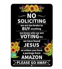 BanginPrints No Soliciting Sign Aluminum Metal 8x12 Sunflowers Door Mounted