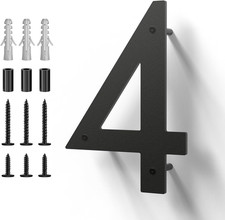 Metal House Numbers, Stainless Steel for Outside, Mailbox Numbers, Black 4