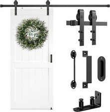Barn Door Hardware Kit 6.6FT Heavy Duty Sliding Door Track Kit with Floor Gui...