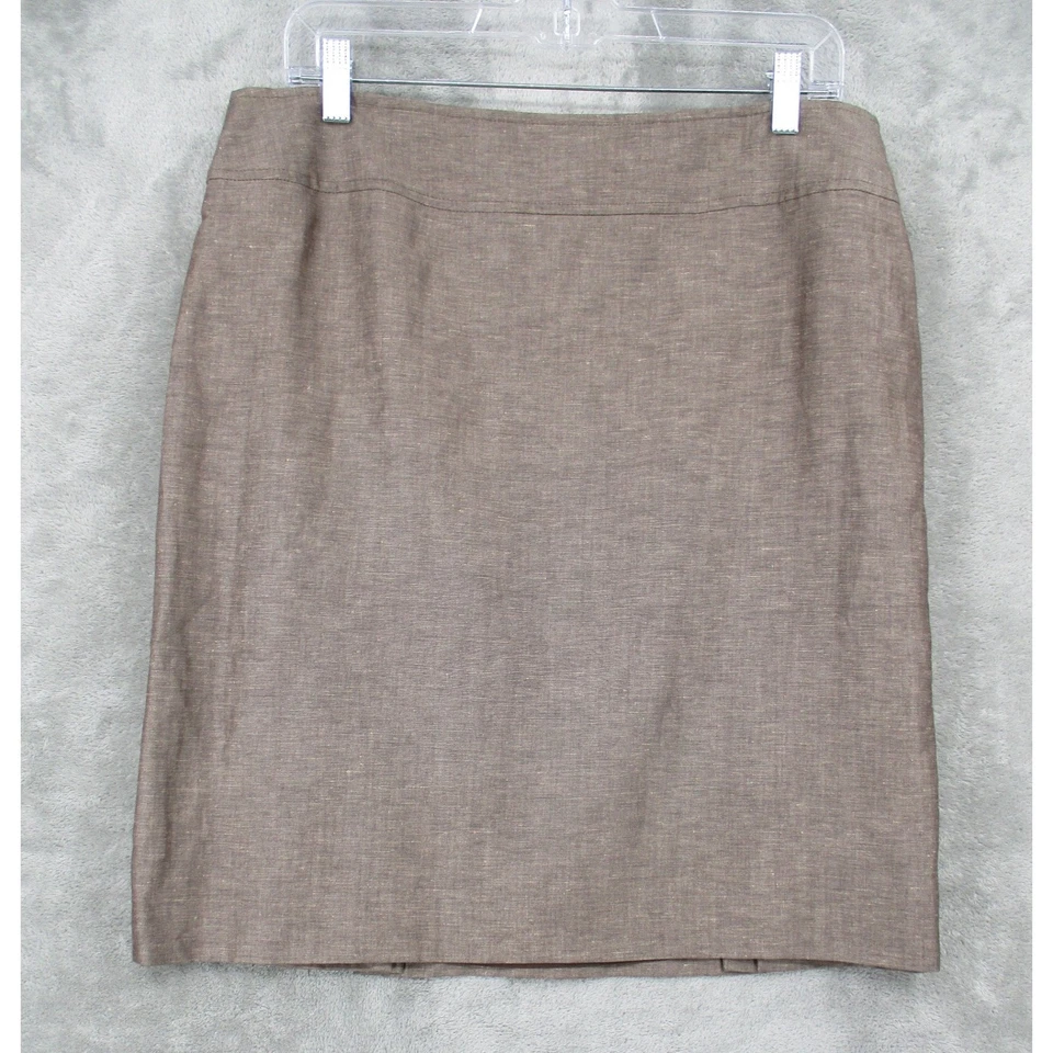 Tahari ASL Falda Traje 12 Pequeño Lino Blazer Ligero Oficina Carrera Marrón Cremallera Foto 2 de 4