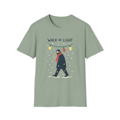 Unisex Softstyle T-Shirt Father Snowy Street Christmas Lights Winter Emotional 