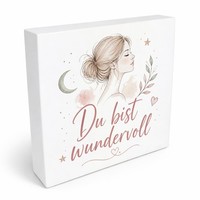 Holzbild In 20X20 Cm Du Bist Wundervoll - Spruch Holzdeko Mit Spruch: Du Bist