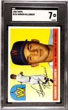 1955 TOPPS HARMON KILLEBREW #124 ROOKIE CARD RC HOF SGC 7 NEAR MINT. rookie card picture