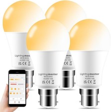 4 Pack Lighting Master Alexa Smart Bulbs B22 12W Bluetooth Warm White-Daylight