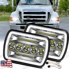 Fit 2000-2015 For Ford F750 F-750 Super Duty Truck 2pc 7x6 Square Led Headlight