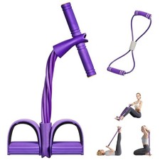 6-Tube Pedal Ankle Puller Resistance Bands with Free Figure 8 Exercise Bands