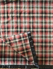 Vintage AMANA Wollen Mills IOWA Plaid Blanket Made in the USA 60x76โ Ribbon Trim