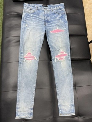 Size 34 - Amiri MX1 Pink Patches Blue Denim Retail $1,090 | eBay