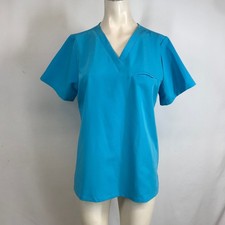 Mandala Women's Blue V Neck Scrub Top Woven with Equa Tek Technology Size M