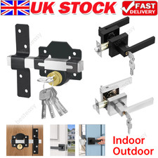 Gate Lock Door Handle Entry Security Door Lever Lock Set W/Keys Indoor / Outdoor