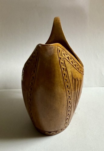Vtg Yugoslavia Handcarved Wood Wedding Shepards Cup Pitcher Creamer Folk Art Sm - Picture 5 of 15