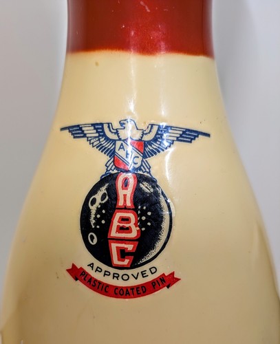 Vintage Brunswick Score King 50 Bowling Pin Red Crown Plastic Coated ABC 15" - Picture 4 of 6