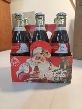 Coca Cola Classic Santa Six Pack, 1991 Commemorative Bottles, Full
