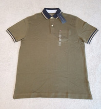 Men's TOMMY HILFIGER green trimmed in blue SS polo shirt size S/P 78JA741 - NWT