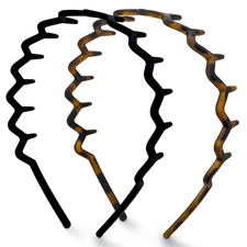 Zig Zag Headbands for Women Non Slip - Tortoise Black Headband - 2 Pcs