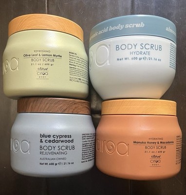 4x LOT CIROA 21.2oz Body Scrub Blue Cypress Manuka Honey Olive Leaf Almond Milk