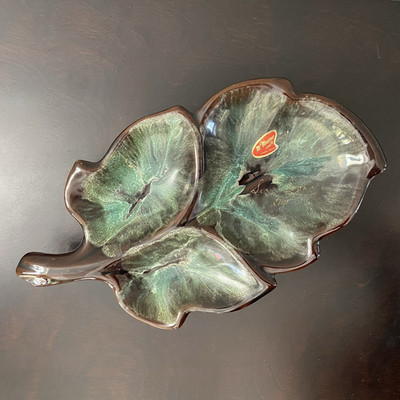 Vintage Drip Glaze McMaster Craft Canada Pottery Divided Dish MCM Signed 11''