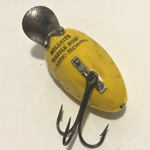 Vintage Millsite Rattle Bug Plastic Floater Fishing Lure Grasshopper Yellow VGC - Picture 8 of 9