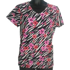 Dickies Scrub Top Animal Print Floral Women's Size Medium
