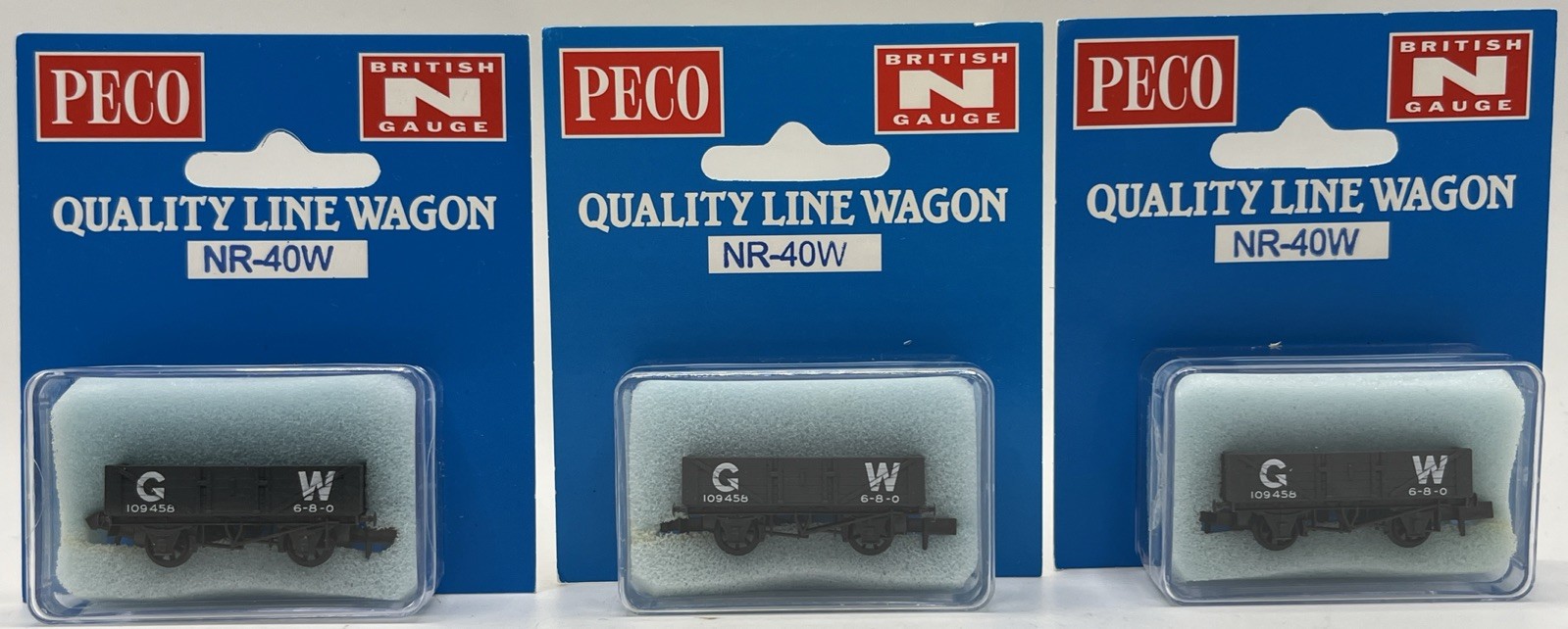Rake of 3x PECO NR-40W - 10ft 5-Plank Wagon GW Grey Model Railway Rolling Stock