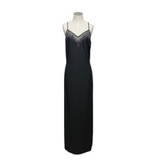 Vintage 90s Black Whimsigoth Vamp Beaded Reggio Long Prom Evening Dress Sz 10