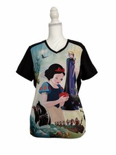 Disney Snow White and The Seven Dwarfs Nursing Medical Scrub Top Women’s Medium